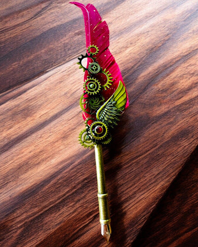 "Steampunk Elegancia" Kalligrafikus Toll Pulykatollal - Kézzel Készített, 5 Változat Közül Választható, Személyre Szabható Gravírozással Ajándékba