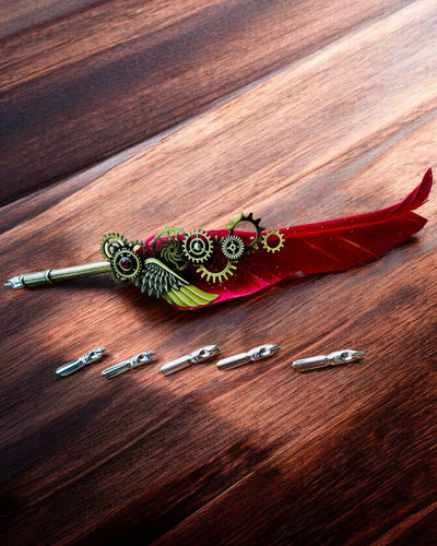 "Steampunk Elegancia" Kalligrafikus Toll Pulykatollal - Kézzel Készített, 5 Változat Közül Választható, Személyre Szabható Gravírozással Ajándékba