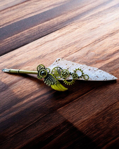 "Steampunk Elegancia" Kalligrafikus Toll Pulykatollal - Kézzel Készített, 5 Változat Közül Választható, Személyre Szabható Gravírozással Ajándékba