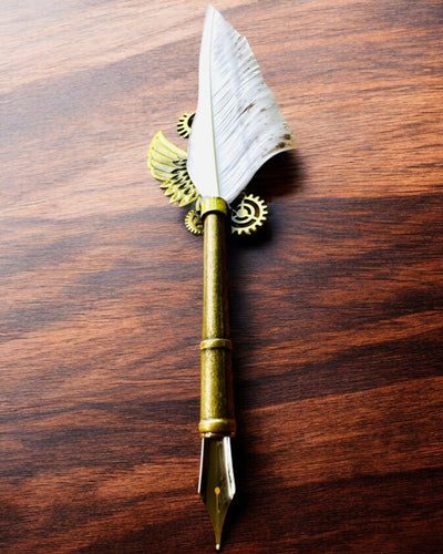 "Steampunk Elegancia" Kalligrafikus Toll Pulykatollal - Kézzel Készített, 5 Változat Közül Választható, Személyre Szabható Gravírozással Ajándékba