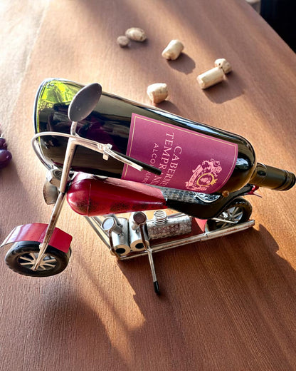 Metalowy Stojak na Wino 40 cm długości, w kształcie motocykla z możliwością grawerowania na prezent