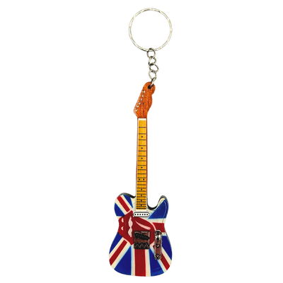 Brelok Gitara Drewniana The Rolling Stones z Grawerem - Personalizowany Prezent z Mahoń, Czerwony, 6x11 cm