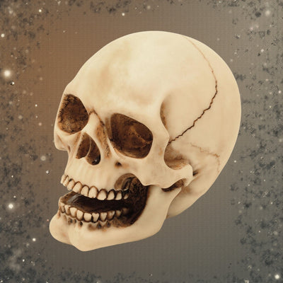10 cm-es koponyafigura gravírozási lehetőséggel - kézzel festett polyresin dekoráció ajándékba a gothic és dark stílus kedvelőinek
