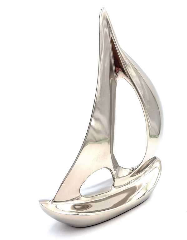 Elegáns fém jachtmodell, 36 cm, személyre szabható gravírozással