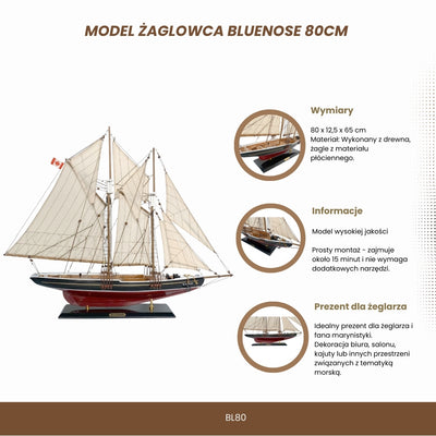 Model żaglowca Bluenose 80cm z możliwością personalizacji grawerem