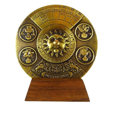 Reneszánsz öröknaptár gravírozással – személyre szabott ajándék az 1600-2799 évekre, elegáns irodai dekoráció, átmérő 9 cm, reneszánsz stílus
