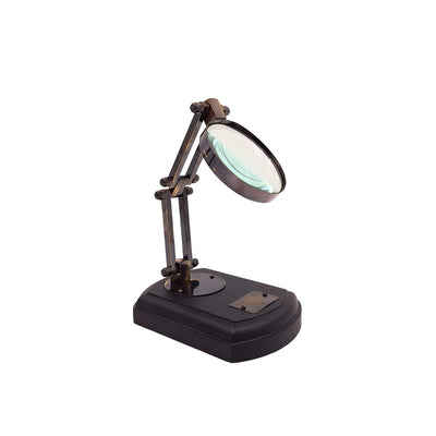 Nagyító fa talpon, sárgaréz foglalattal, személyre szabható gravírozással, ideális ajándék modellezőknek és a retro stílus kedvelőinek, átmérő 7,5 cm, nagyítás 3,5x