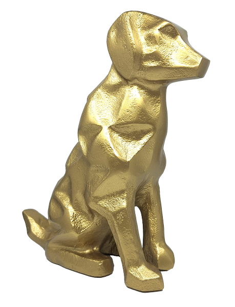 Arany DOG2 kutya dekorációs szobrocska személyre szabható gravírozással