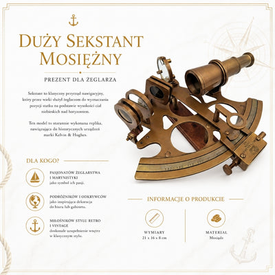 Duży Mosiężny Sekstant z Możliwością Personalizacji Grawerem