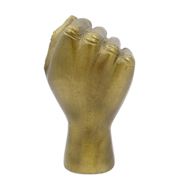 Dekoratív, ökölbe szorított kéz alumínium figura 18cm, gravírozással személyre szabható