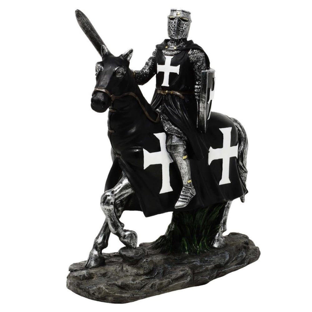 Figurka Dekoracyjna Rycerz na Koniu 22 cm z Możliwością Personalizacji Grawerem - Elegancka Polyresinowa Dekoracja na Prezent dla Miłośników Historii i Średniowiecza