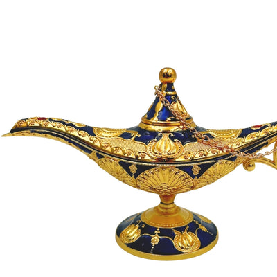 LABB Aladdin-lámpa aranyszínű fém díszítésekkel, sötét tengerészkék, 22 x 7 x 11 cm