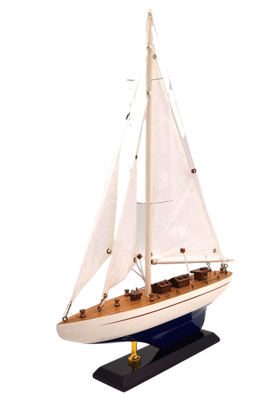 Fa jachtmodell, magasság 42 cm, gravírozással személyre szabható