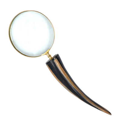 Elegancka Lupa do Czytania Retro z Mosiężną Oprawą i Rączką z Rogu Bawolego - Personalizowany Grawer - Idealny Prezent dla Seniora - Wysokiej Jakości Soczewka Powiększająca 3.5x w Stylu Vintage