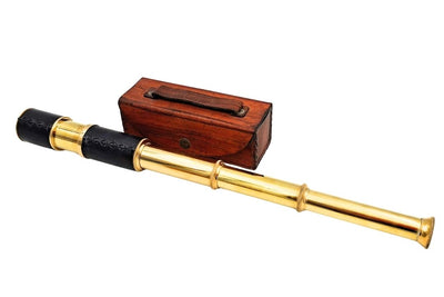 Mosiężna luneta kapitańska retro w skórzanym etui z możliwością personalizacji grawerem