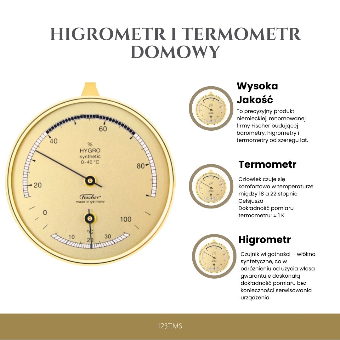 Fischer 123TMS otthoni higrométer és hőmérő, gravírozással személyre szabható