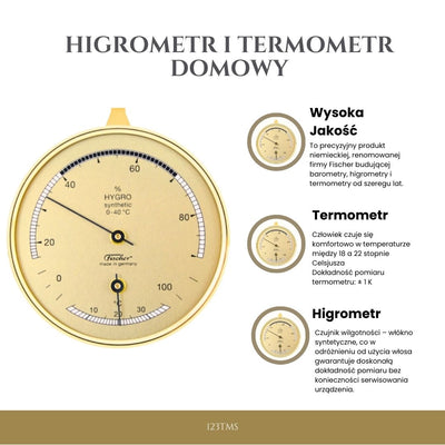 Fischer 123TMS otthoni higrométer és hőmérő, gravírozással személyre szabható