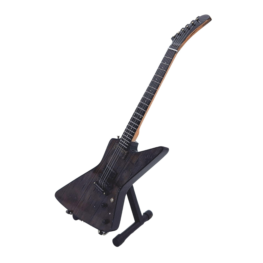 Metallica James Hetfield MGT-8860 mini gitár gravírozással - mahagóni dekoráció 27,5 cm, ajándék rockrajongóknak és gyűjtőknek