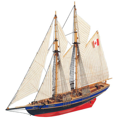 Bluenose II összerakható modell – fa szkúner 38x31x6,5 cm gravírozással történő személyre szabási lehetőséggel – ideális ajándék vitorlázóknak, természetes anyagokból készült, nehézségi szint: középhaladó