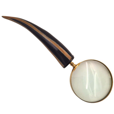 Elegancka Lupa do Czytania Retro z Mosiężną Oprawą i Rączką z Rogu Bawolego - Personalizowany Grawer - Idealny Prezent dla Seniora - Wysokiej Jakości Soczewka Powiększająca 3.5x w Stylu Vintage