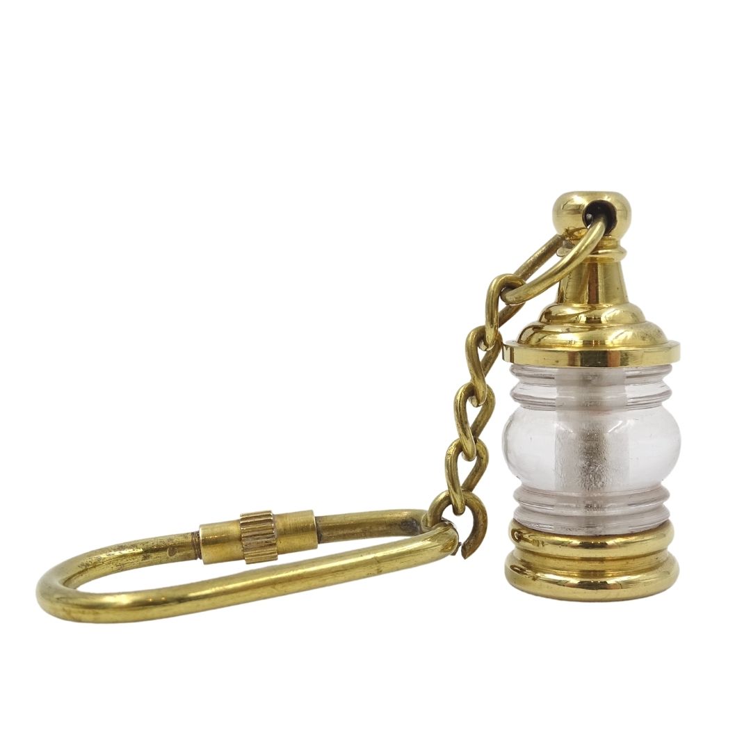 Lampa Żeglarska Breloczek do kluczy Key-0118 z Mosiądzu i Szkła, Złota, Personalizowany Grawer, Idealny na Prezent, Wymiary 11 x 2 x 2 cm
