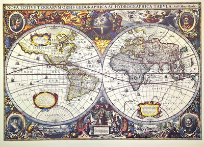 Mapa Świata 1630r. - Reprint J. Hondius z możliwością personalizacji grawerem