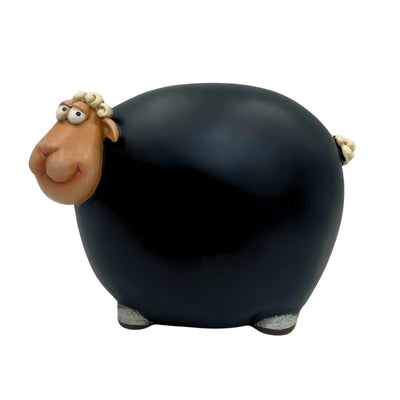Bárány persely táblafestékkel, személyre szabható gravírozással - fekete bézs és fehér elemekkel, magasság 19,5 cm