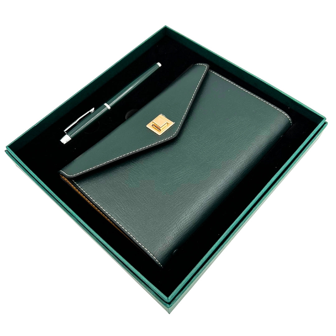 Elegancki Zestaw Upominkowy z Personalizowanym Grawerem - Skórzany Notes A6 z Wysokiej Jakości Długopisem w Luksusowym Pudełku Prezentowym