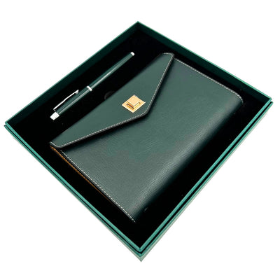 Elegancki Zestaw Upominkowy z Personalizowanym Grawerem - Skórzany Notes A6 z Wysokiej Jakości Długopisem w Luksusowym Pudełku Prezentowym