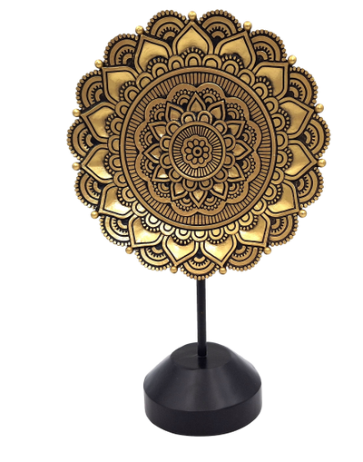 Ovális mandala szobrocska, 35cm - arany buddhista dekoráció személyre szabható gravírozással