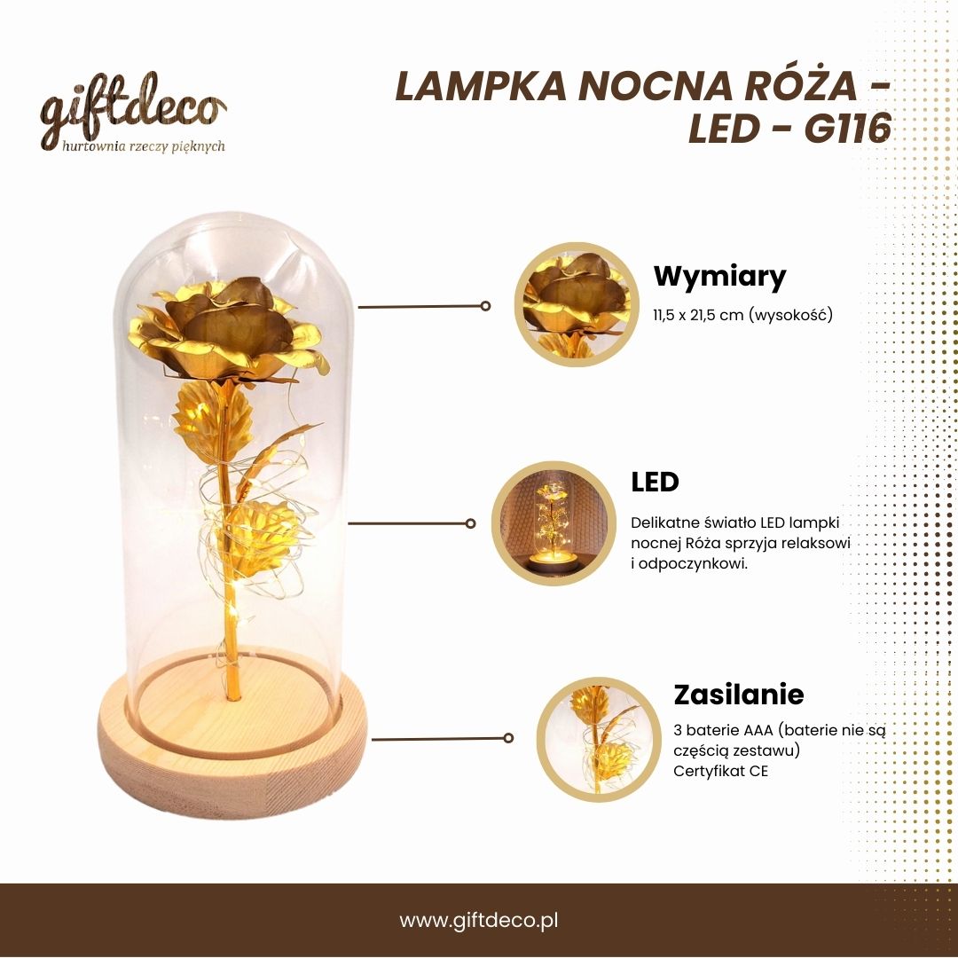 LED Rózsa éjjeli lámpa gravírozással személyre szabható kivitelben, romantikus ajándék, magasság 21,5 cm, finom fény, ideális hálószobai dekoráció