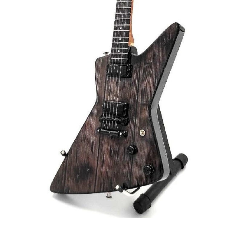Metallica James Hetfield MGT-8860 mini gitár gravírozással - mahagóni dekoráció 27,5 cm, ajándék rockrajongóknak és gyűjtőknek