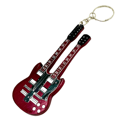 Led Zeppelin - Jimmy Page gitár kulcstartó - személyre szabott gravírozás - vörös mahagóni - ideális ajándék gitárosnak és rockrajongónak - méretek: 6 x 11 x 0,5 cm