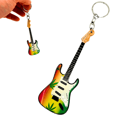 Bob Marley reggae gitár kulcstartó mahagóniból, gravírozással személyre szabható