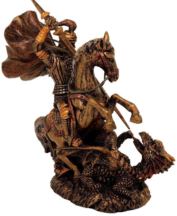 Szent György figura polirezinből, 13 cm, személyre szabható gravírozási lehetőség, ideális ajándék különféle alkalmakra