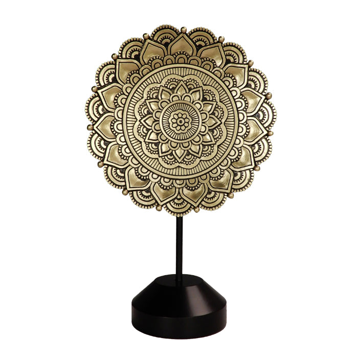 Ovális mandala szobrocska, 35cm - arany buddhista dekoráció személyre szabható gravírozással
