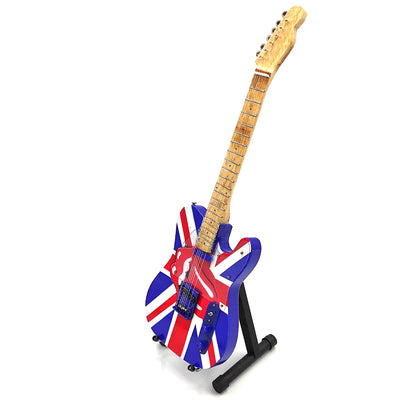 Rolling Stones UK&Tongue MGT-2301B gyűjtői minigitár mahagónifából, gravírozással személyre szabható, ideális ajándék minden alkalomra, magassága 27,5 cm