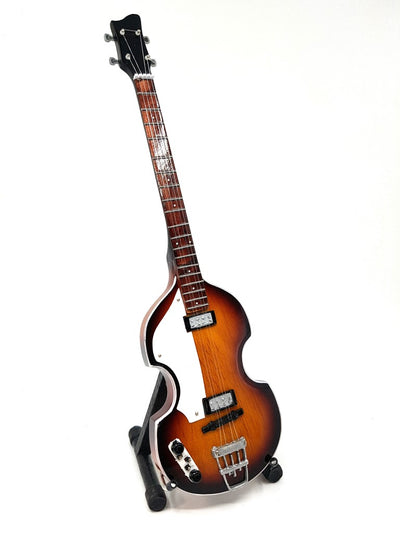 Mini gitara basowa w stylu Paul McCartney, MGT-2028, mahoniowa, możliwość personalizacji grawerem, idealna na prezent, wysokość 27,5 cm