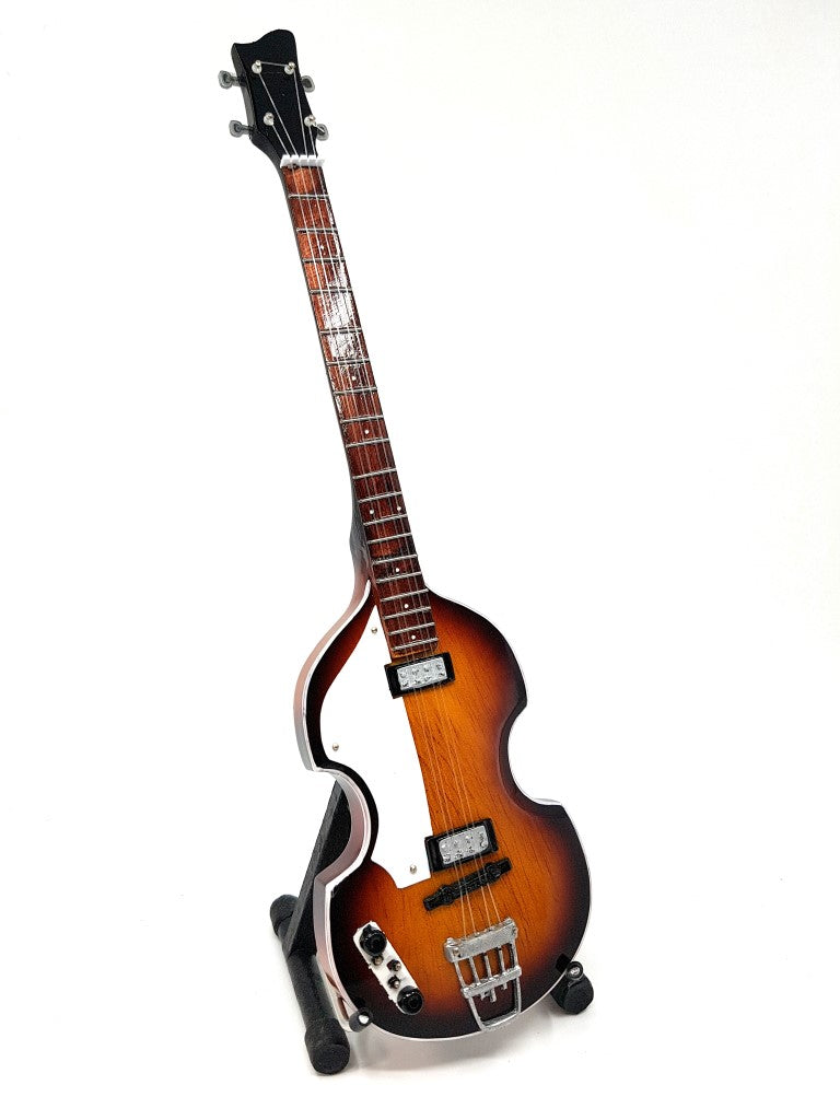 Paul McCartney stílusú mini basszusgitár, MGT-2028, mahagóni, gravírozással személyre szabható, ideális ajándék, magasság 27,5 cm