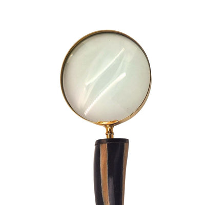 Elegancka Lupa do Czytania Retro z Mosiężną Oprawą i Rączką z Rogu Bawolego - Personalizowany Grawer - Idealny Prezent dla Seniora - Wysokiej Jakości Soczewka Powiększająca 3.5x w Stylu Vintage