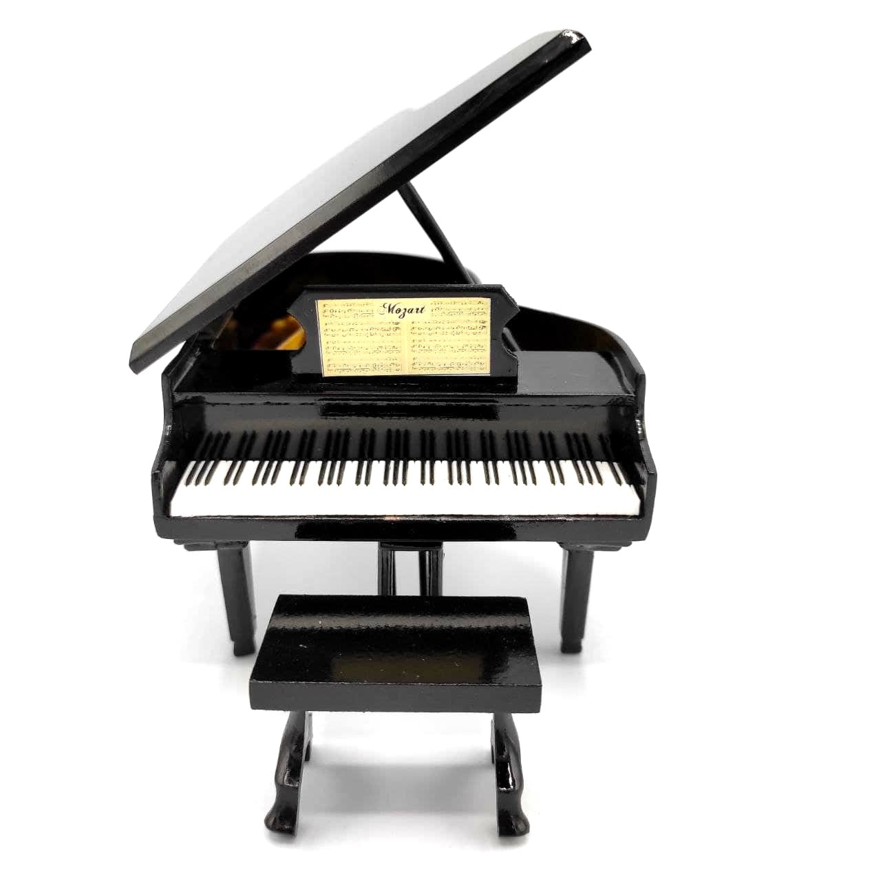Mini fortepian z możliwością personalizacji grawerem, czarny, ręcznie wykonany z balsy, skala 1:10, idealny na prezent dla pianistów i miłośników muzyki, wysokość 8 cm