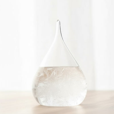Fitzroy-viharbarométer – csepp alakú Storm Glass gravírozással történő személyre szabási lehetőséggel – elegáns csepp alakú ajándék, magasság 11 cm, üvegedény egyedi, időjárás-változásokra reagáló kristályokkal