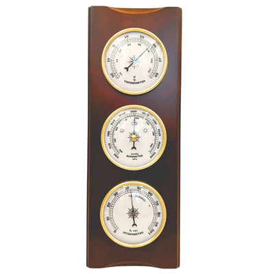 Elegáns retro időjárás-állomás 36cm gravírozással – barométer, hőmérő, higrométer fa burkolatban