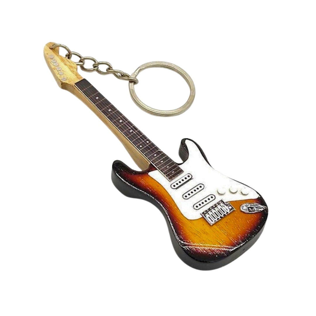 J. Hendrix-gitár alakú mahagóni kulcstartó, gravírozással személyre szabható