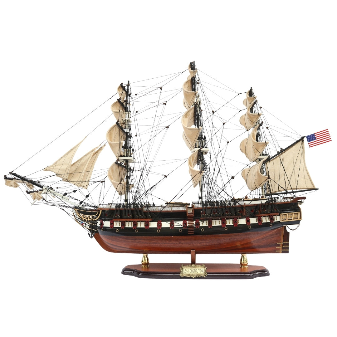 Exkluzív nagy USS Constitution vitorláshajó-modell, 100cm, személyre szabható gravírozással