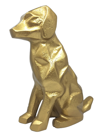 Złota Figurka Dekoracyjna Pies DOG2 z Możliwością Personalizacji Grawerem