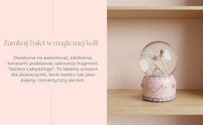 Táncoló balerina üveggömbben 12cm, gravírozás személyre szabásának lehetőségével – elegáns pasztell ajándékdekoráció balettkedvelőknek, polirezinnel és üvegből készült