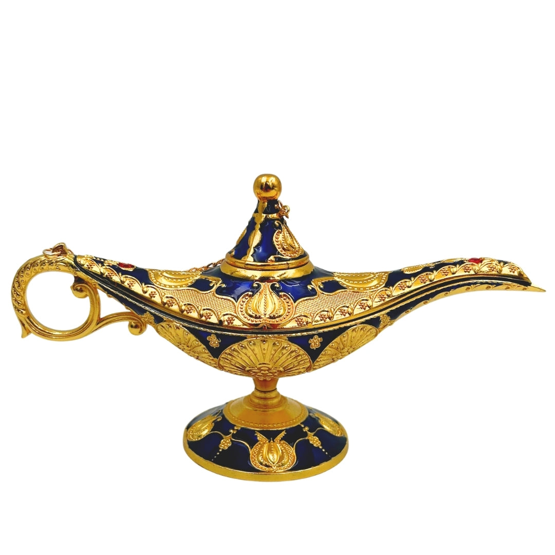 LABB Aladdin-lámpa aranyszínű fém díszítésekkel, sötét tengerészkék, 22 x 7 x 11 cm