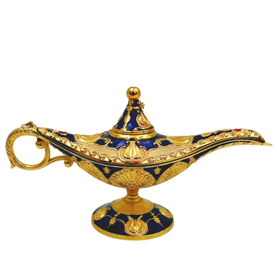 LABB Aladdin-lámpa aranyszínű fém díszítésekkel, sötét tengerészkék, 22 x 7 x 11 cm