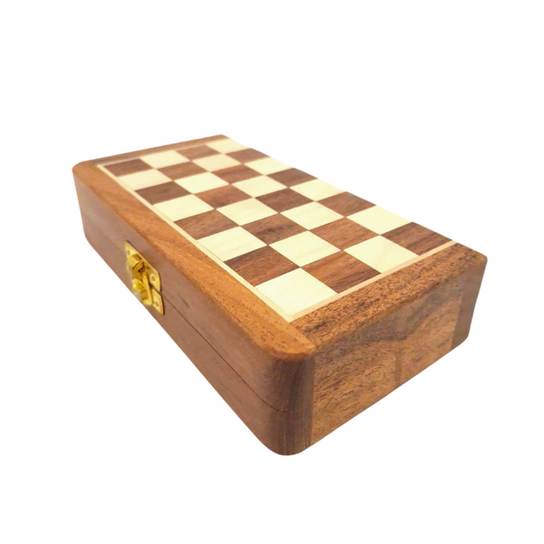 Szachy Drewniane Magnetyczne 17x17cm z Personalizowanym Grawerem